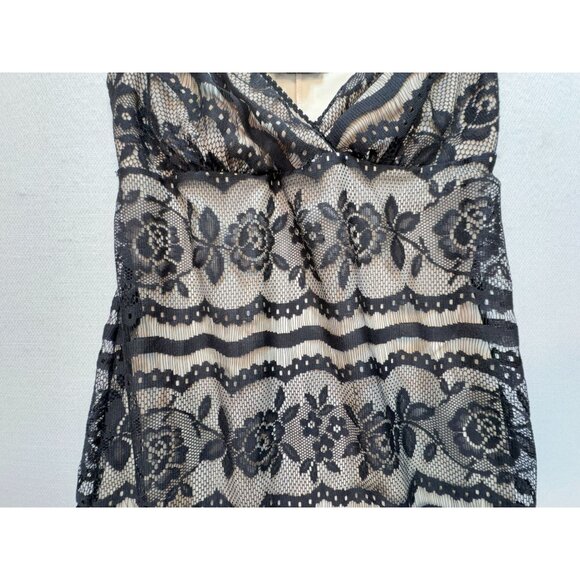 First Kiss Womens Bodycon Slip Dress Size L Black Floral Lace Sleeveless Y2K - Picture 5 of 14